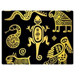 Mexican Culture Golden Tribal Icons Premium Plush Fleece Blanket (Extra Small)