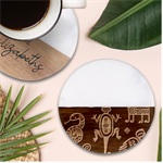 Mexican Culture Golden Tribal Icons Classic Marble Wood Coaster (Round) 