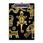 Mexican Culture Golden Tribal Icons A5 Acrylic Clipboard