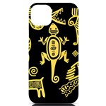 Mexican Culture Golden Tribal Icons iPhone 14 Plus Black UV Print Case