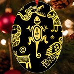Mexican Culture Golden Tribal Icons UV Print Acrylic Ornament Oval