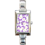 Purple Owl Pattern Background Rectangle Italian Charm Watch