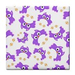 Purple Owl Pattern Background Tile Coaster