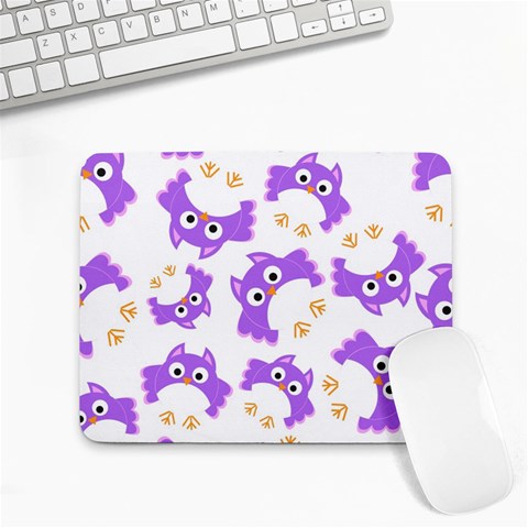 Purple Owl Pattern Background Small Mousepad from ArtsNow.com Front