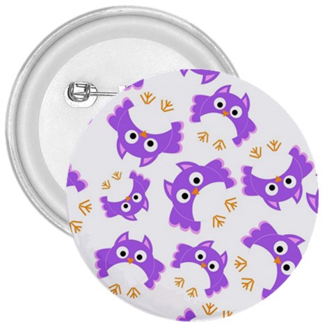 Purple Owl Pattern Background 3  Buttons from ArtsNow.com Front
