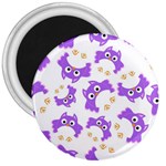 Purple Owl Pattern Background 3  Magnets