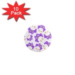Purple Owl Pattern Background 1  Mini Magnet (10 pack) 