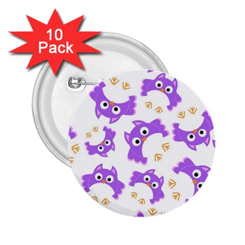 Purple Owl Pattern Background 2.25  Buttons (10 pack)  from ArtsNow.com Front
