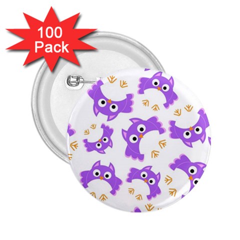 Purple Owl Pattern Background 2.25  Buttons (100 pack)  from ArtsNow.com Front