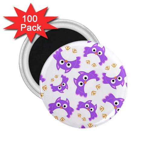Purple Owl Pattern Background 2.25  Magnets (100 pack)  from ArtsNow.com Front