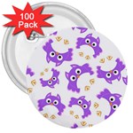 Purple Owl Pattern Background 3  Buttons (100 pack) 