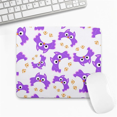 Purple Owl Pattern Background Large Mousepad from ArtsNow.com Front