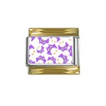 Purple Owl Pattern Background Gold Trim Italian Charm (9mm)