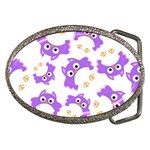 Purple Owl Pattern Background Belt Buckles