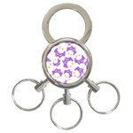 Purple Owl Pattern Background 3-Ring Key Chain