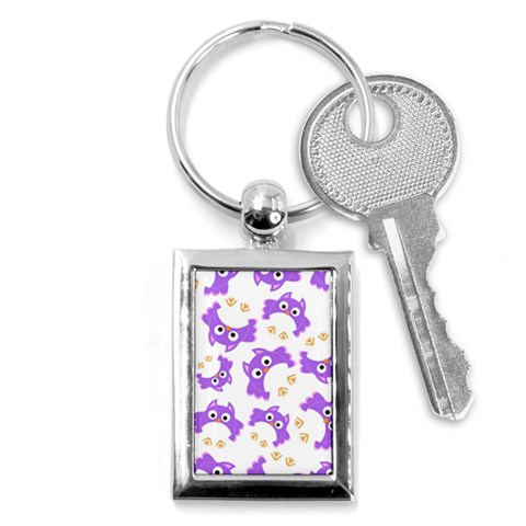 Purple Owl Pattern Background Key Chain (Rectangle) from ArtsNow.com Front
