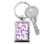 Purple Owl Pattern Background Key Chain (Rectangle)