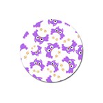 Purple Owl Pattern Background Magnet 3  (Round)