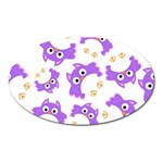 Purple Owl Pattern Background Oval Magnet