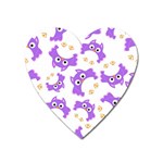 Purple Owl Pattern Background Heart Magnet