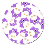 Purple Owl Pattern Background Magnet 5  (Round)