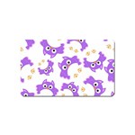Purple Owl Pattern Background Magnet (Name Card)