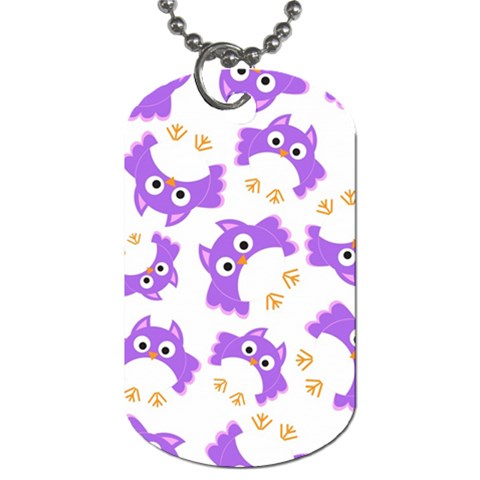 Purple Owl Pattern Background Dog Tag (One Side) from ArtsNow.com Front