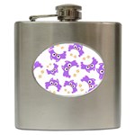 Purple Owl Pattern Background Hip Flask (6 oz)