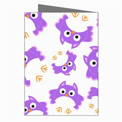 Purple Owl Pattern Background Greeting Card from ArtsNow.com Right