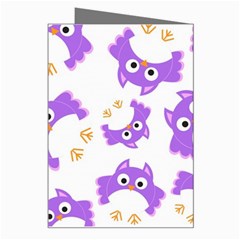 Purple Owl Pattern Background Greeting Card from ArtsNow.com Right