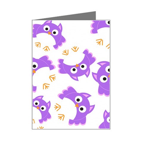 Purple Owl Pattern Background Mini Greeting Card from ArtsNow.com Left