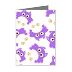 Purple Owl Pattern Background Mini Greeting Card
