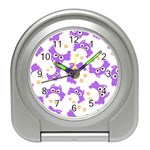 Purple Owl Pattern Background Travel Alarm Clock