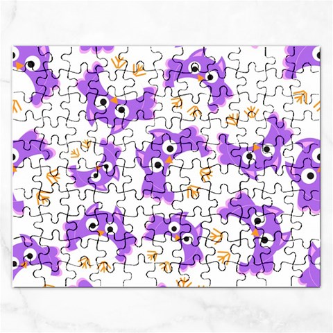 Purple Owl Pattern Background Rectangular Jigsaw Puzzl from ArtsNow.com Front