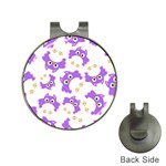 Purple Owl Pattern Background Hat Clips with Golf Markers