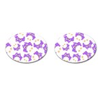 Purple Owl Pattern Background Cufflinks (Oval)