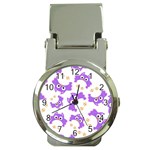 Purple Owl Pattern Background Money Clip Watches