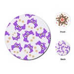 Purple Owl Pattern Background Playing Cards Single Design (Round)