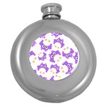 Purple Owl Pattern Background Round Hip Flask (5 oz)
