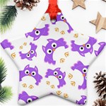 Purple Owl Pattern Background Star Ornament (Two Sides)