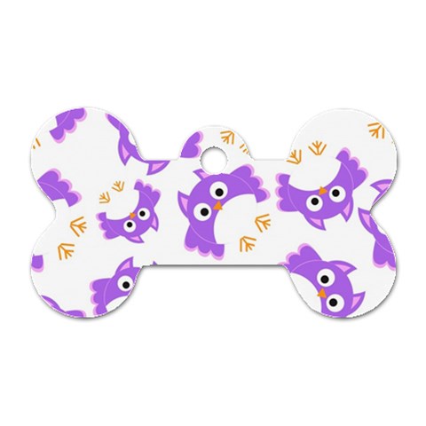 Purple Owl Pattern Background Dog Tag Bone (One Side) from ArtsNow.com Front