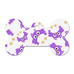 Purple Owl Pattern Background Dog Tag Bone (Two Sides)