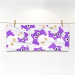 Purple Owl Pattern Background Hand Towel