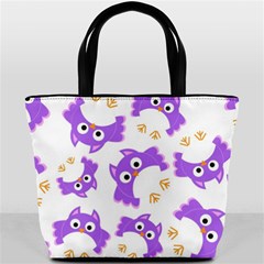 Purple Owl Pattern Background Bucket Bag from ArtsNow.com Front