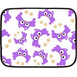 Purple Owl Pattern Background Two Sides Fleece Blanket (Mini)