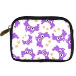 Purple Owl Pattern Background Digital Camera Leather Case