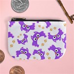 Purple Owl Pattern Background Mini Coin Purse