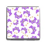 Purple Owl Pattern Background Memory Card Reader (Square 5 Slot)
