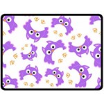 Purple Owl Pattern Background Fleece Blanket (Large)