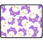 Purple Owl Pattern Background Fleece Blanket (Medium)